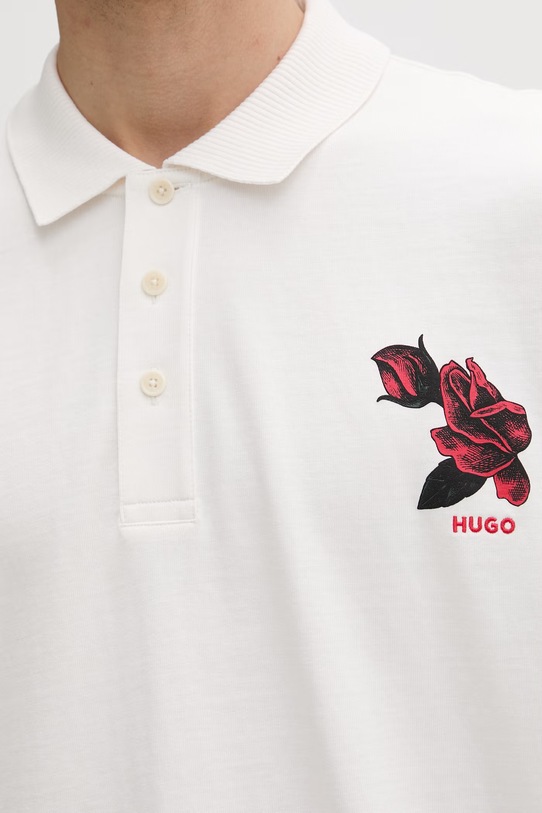 Bavlněné polo tričko HUGO Dardigo 50556857 béžová