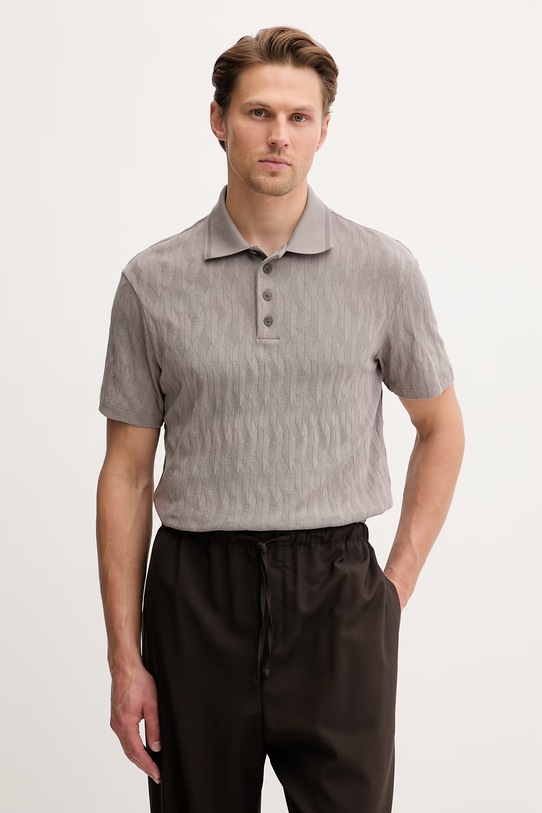 HUGO πόλο ανδρικό βαμβακερό Dunik μπεζ 50557325