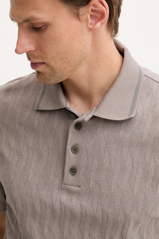 HUGO πόλο ανδρικό βαμβακερό Dunik μπεζ 50557325