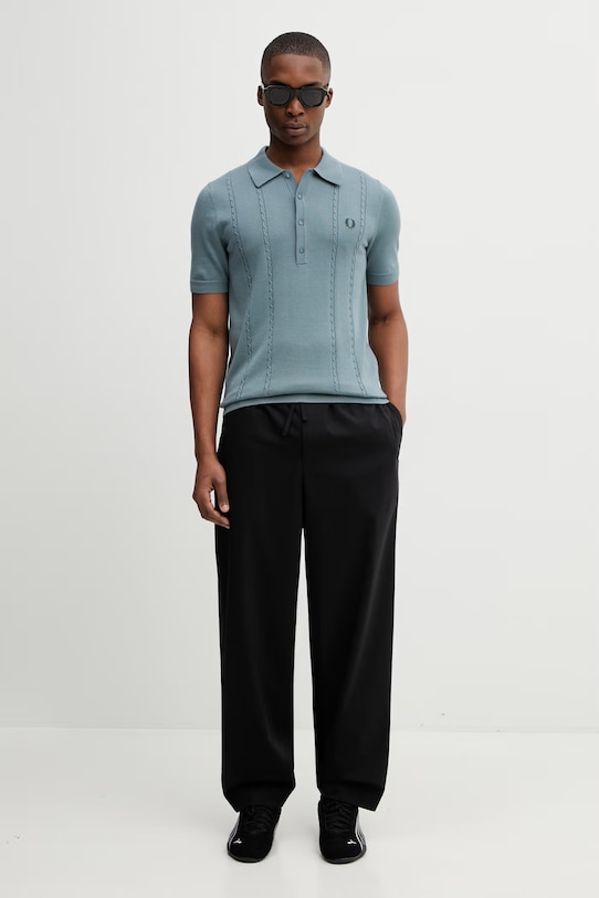 Fred Perry polo z dodatkiem wełny K2308. niebieski