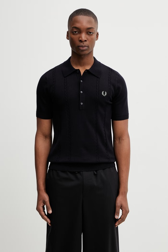 Fred Perry polo z dodatkiem wełny pozostałe granatowy K2308.