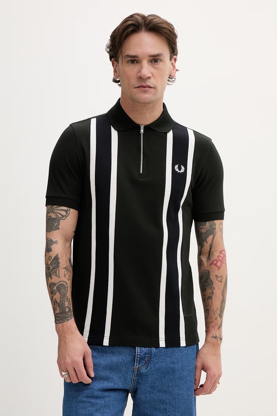 Fred Perry polo bawełniane wzorzyste zielony M2420