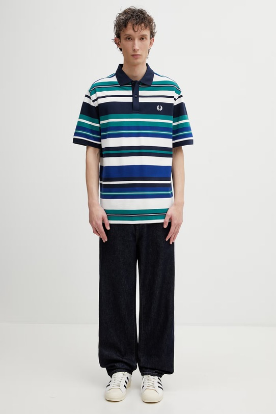 Fred Perry polo męskie bawełniane M2423 turkusowy