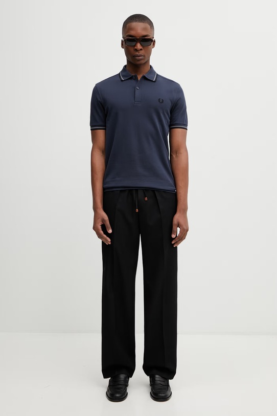 Bavlněné polo tričko Fred Perry M3600.01B námořnická modř