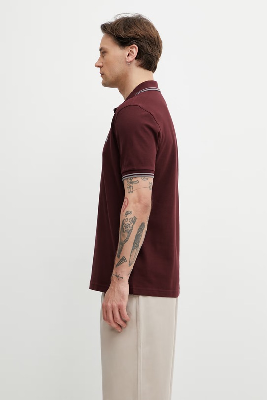 Fred Perry polo bawełniane męskie M3600.08B bordowy SS26