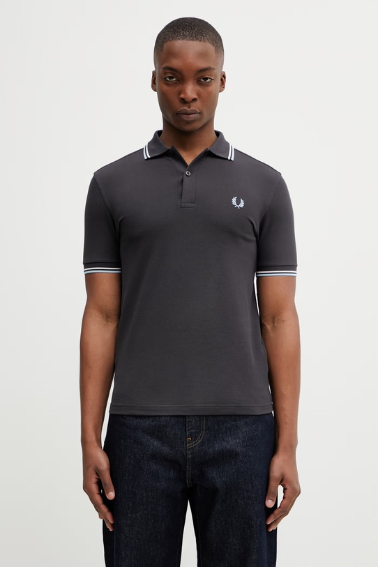 Fred Perry polo bawełniane gładkie szary M3600.09B