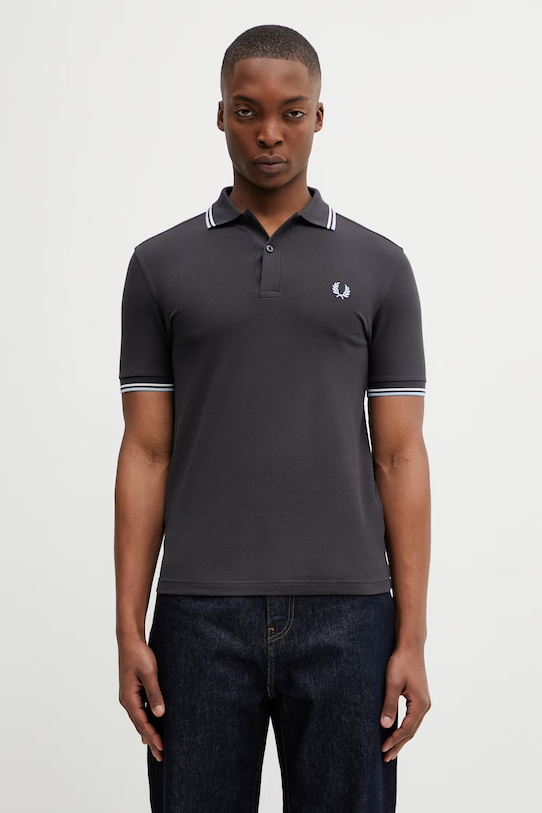 Fred Perry polo bawełniane gładkie szary M3600.09B