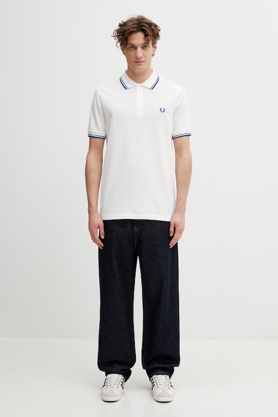 Bavlnené polo tričko Fred Perry M3600.94A biela
