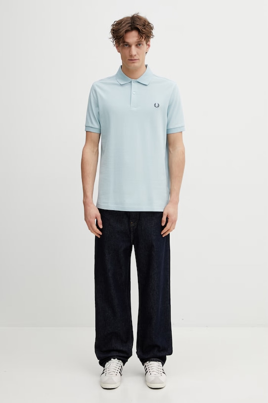 Bavlnené polo tričko Fred Perry M6000.97A tyrkysová