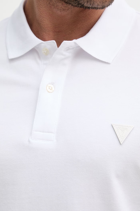 Guess polo pánské bavlněné s elastanem LYLE M6GP60.K3076 bílá