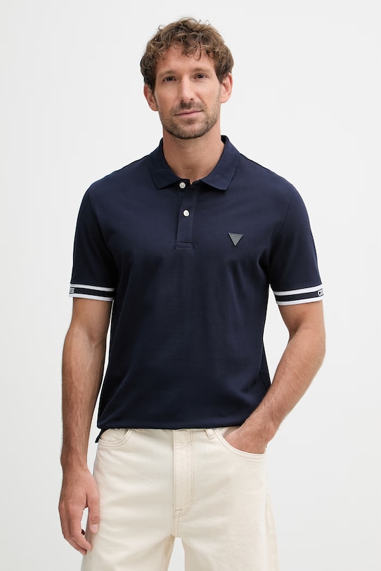 Guess polo pánské bavlněné s elastanem LYLE námořnická modř M6GP60.K3076