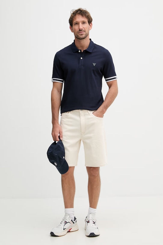 Guess polo pánské bavlněné s elastanem LYLE M6GP60.K3076 námořnická modř SS26
