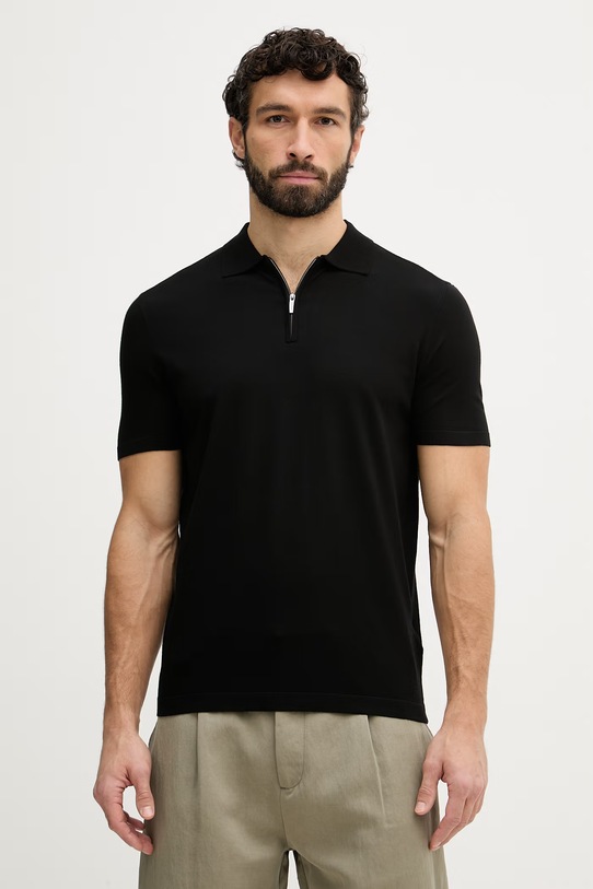 Guess polo tričko pánske z viskózy KADIR čierna M6RR15.Z4442