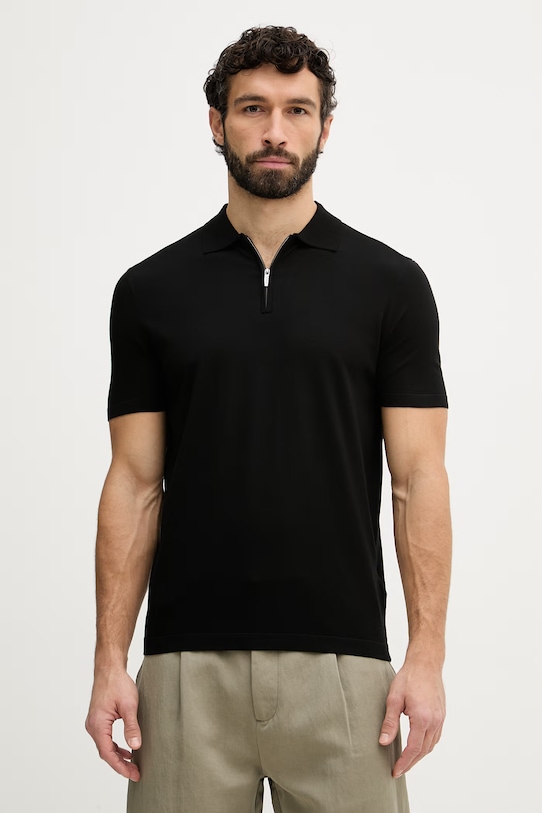 Guess polo tričko pánske z viskózy KADIR čierna M6RR15.Z4442