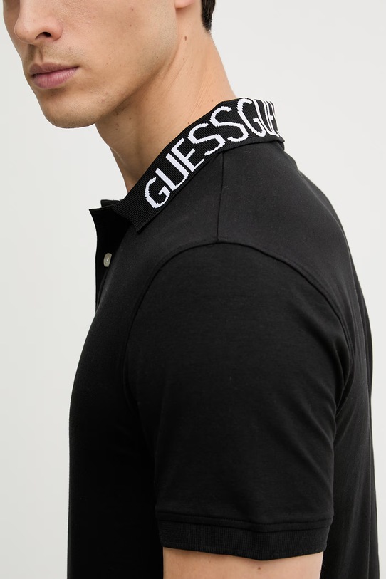 Guess polo męskie bawełniane z elastanem NOLAN M6GP66.K3070 czarny