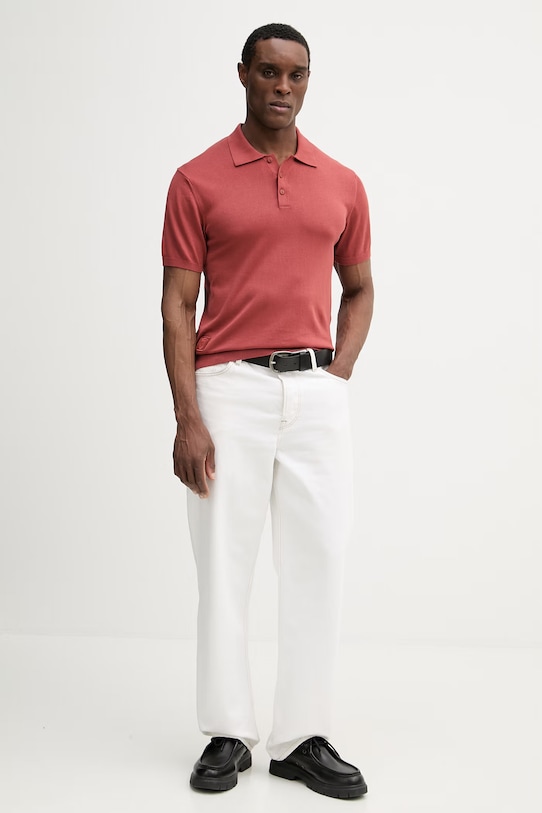 Bavlnené polo tričko Blauer CUSTER BLUM06472 červená SS26