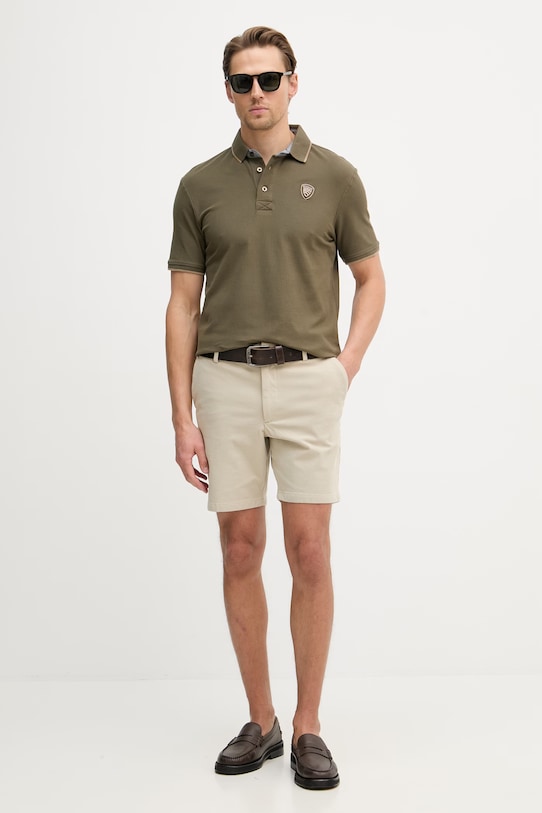 Blauer polo męskie bawełniane DAMON BLUT02288 zielony SS26