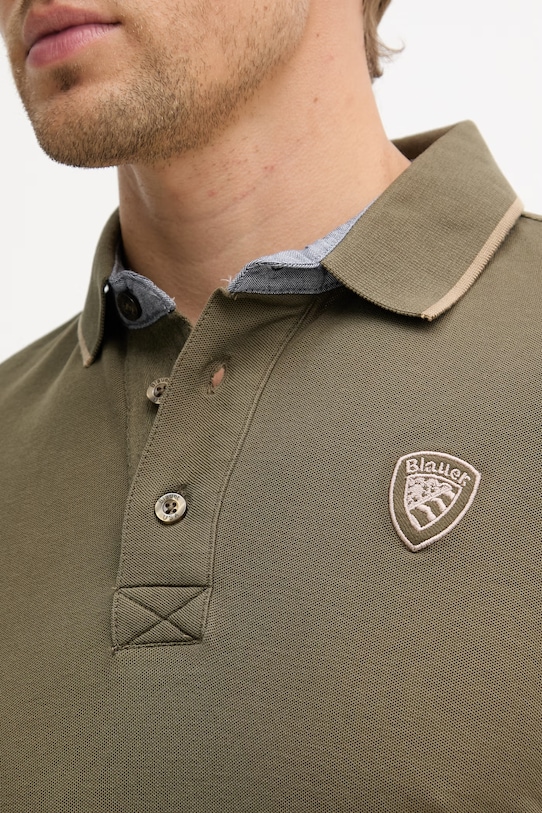 Blauer polo męskie bawełniane DAMON BLUT02288 zielony