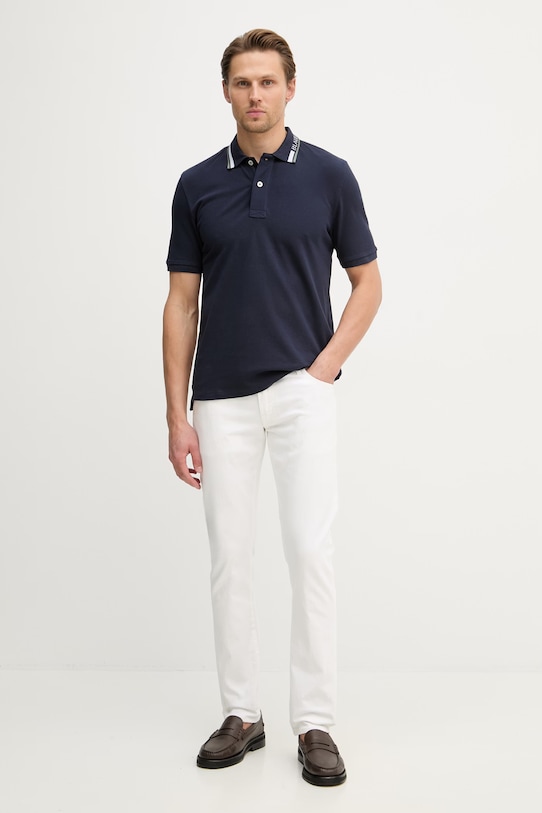 Blauer polo męskie bawełniane RANSOM BLUT02297 granatowy SS26