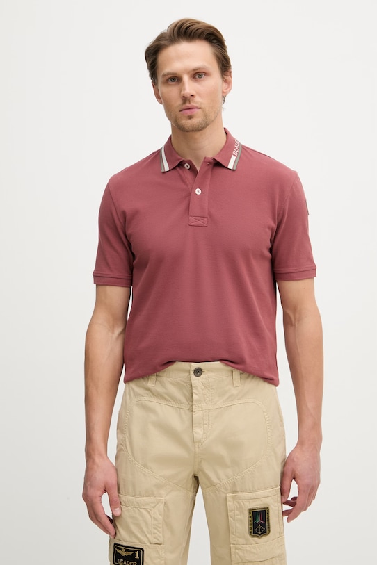 Blauer polo męskie bawełniane RANSOM czerwony BLUT02297