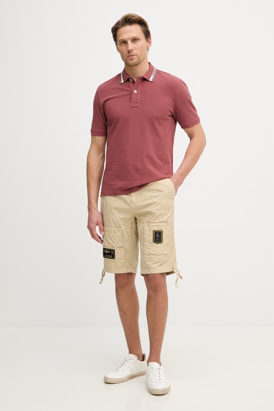 Blauer polo męskie bawełniane RANSOM BLUT02297 czerwony SS26