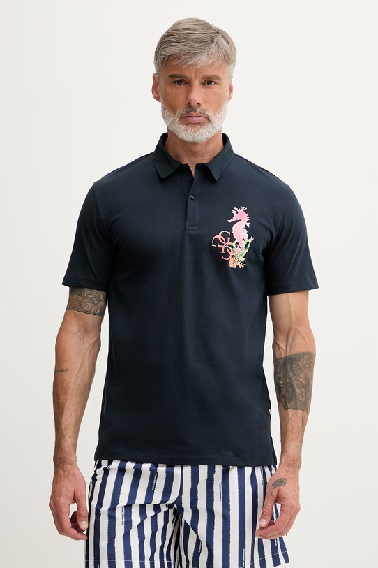 Guess polo tričko pánske bavlnené tmavomodrá F6GP01.K8FQ4