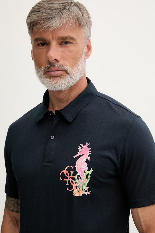 Oblečenie Guess polo tričko pánske bavlnené F6GP01.K8FQ4 tmavomodrá