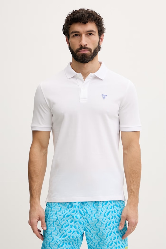 Guess polo tričko pánske bavlnené biela F6GP03.K9WF1