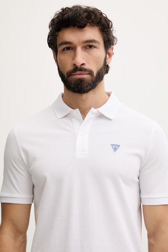 Oblečenie Guess polo tričko pánske bavlnené F6GP03.K9WF1 biela