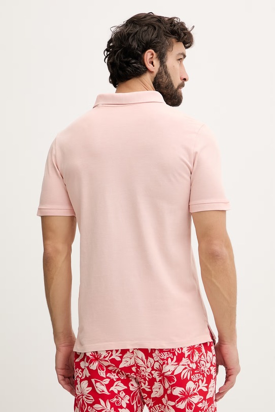 Guess polo tričko pánske bavlnené F6GP03.K9WF1 ružová SS26