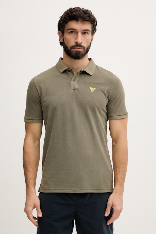 Guess polo tričko pánske bavlnené zelená F6GP03.K9WF1