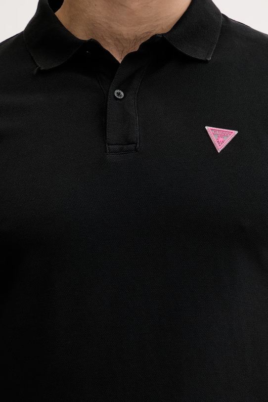 Guess polo tričko pánske bavlnené čierna F6GP03.K9WF1