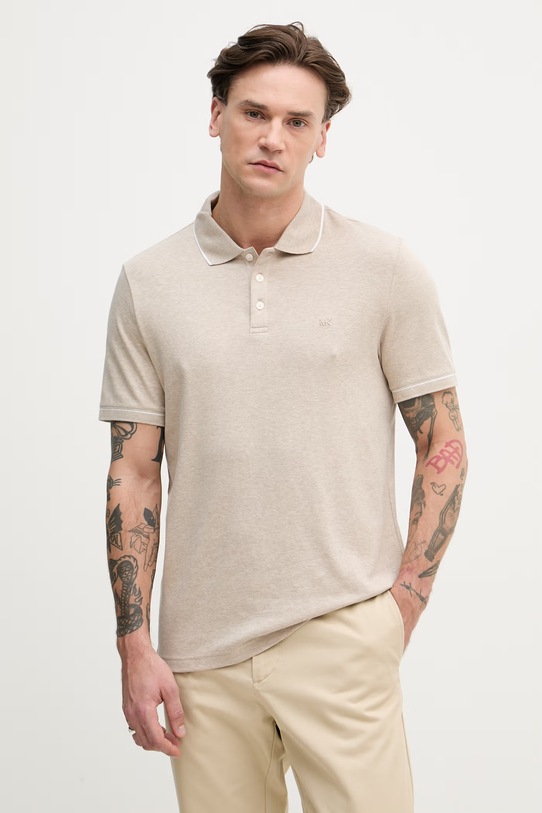 Michael Kors polo męskie bawełniane beżowy CB952SX20B