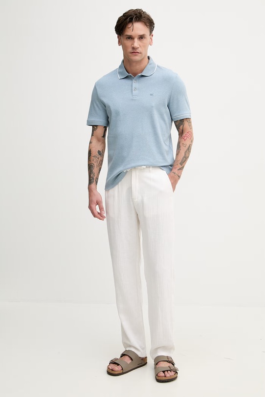 Michael Kors polo męskie bawełniane CB952SX20B niebieski SS26