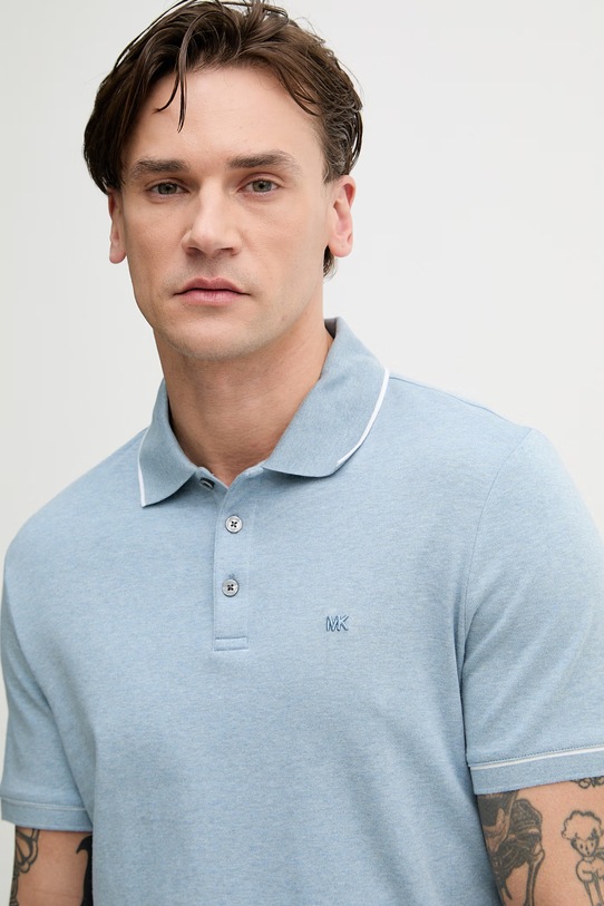 Michael Kors polo męskie bawełniane niebieski CB952SX20B