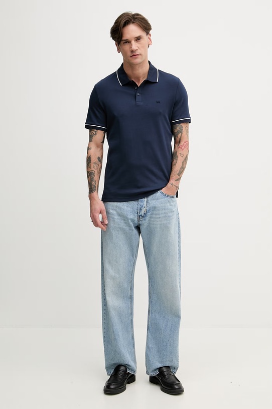 Michael Kors polo męskie bawełniane CB952SX20B granatowy SS26