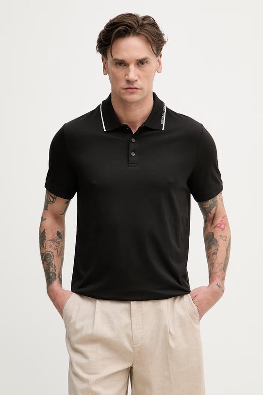 Michael Kors polo męskie bawełniane czarny CS652WR19P
