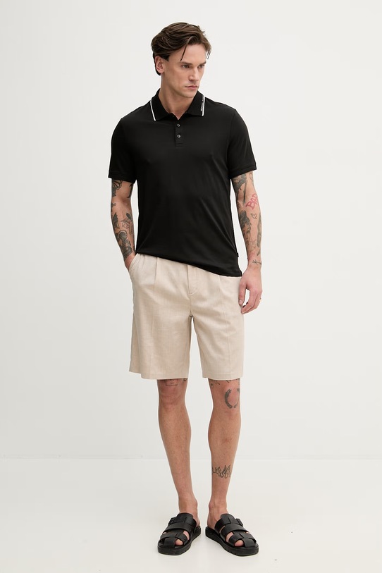 Michael Kors polo męskie bawełniane CS652WR19P czarny SS26