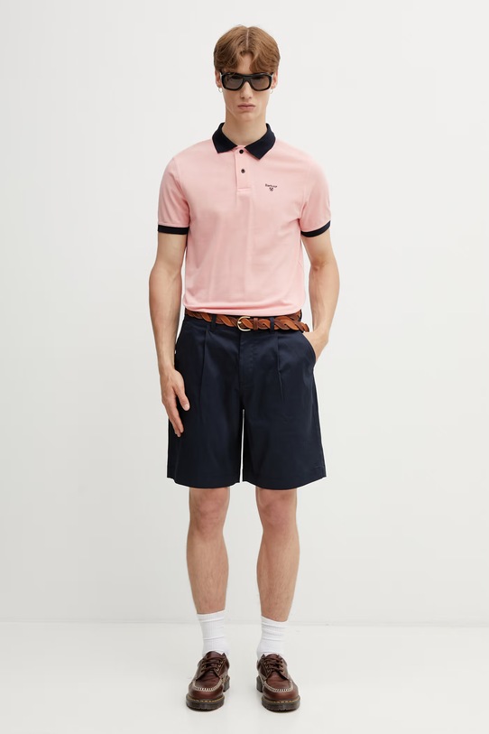 Barbour MML1449PI95 polo męskie bawełniane MML1449PI95 różowy