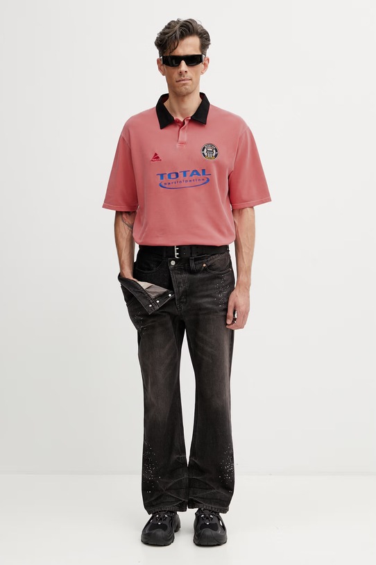 Martine Rose polo męskie bawełniane 674JE02110 różowy
