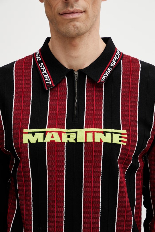 Martine Rose Logo polo męskie z wiskozą czerwony 958YA12120