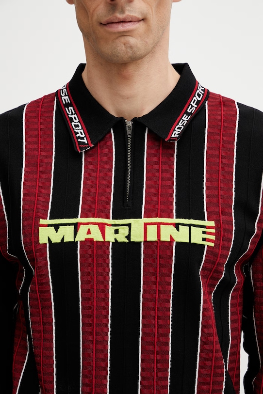 Martine Rose Logo polo męskie z wiskozą czerwony 958YA12120