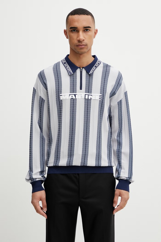 Martine Rose Logo polo męskie z wiskozy niebieski 958YA12507