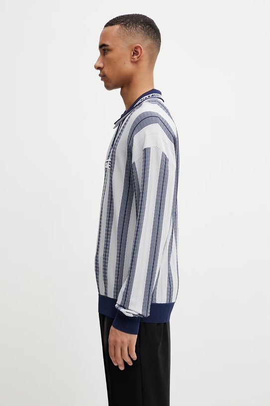 Martine Rose Logo polo męskie z wiskozy 958YA12507 niebieski SS26