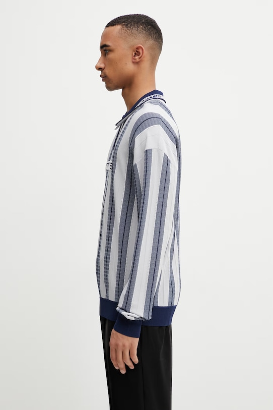 Martine Rose Logo polo męskie z wiskozy 958YA12507 niebieski SS26