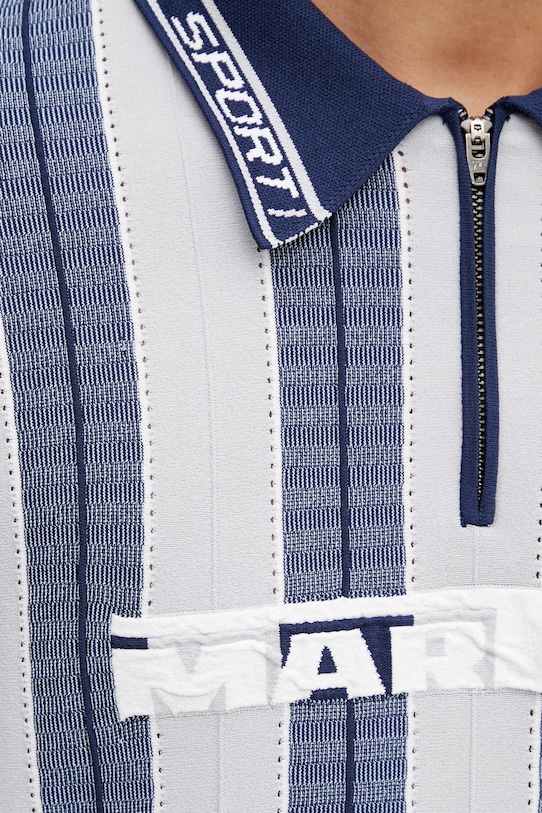 Martine Rose Logo polo męskie z wiskozy niebieski 958YA12507