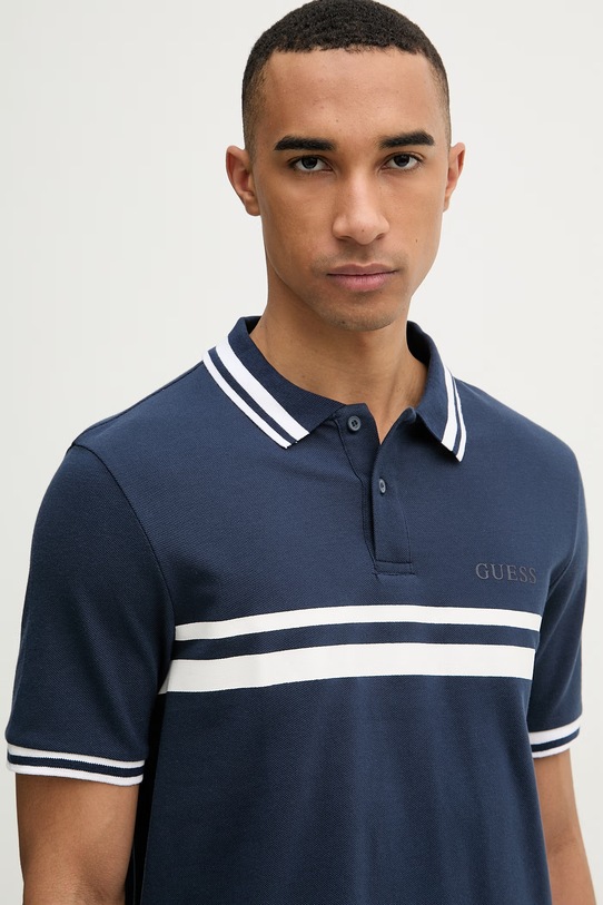 Guess polo męskie bawełniane SPIROS granatowy Z6GP04.K3207