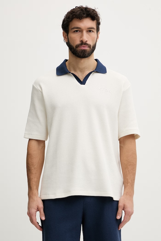 Guess polo męskie bawełniane JHONNY beżowy Z6GP05.K3208