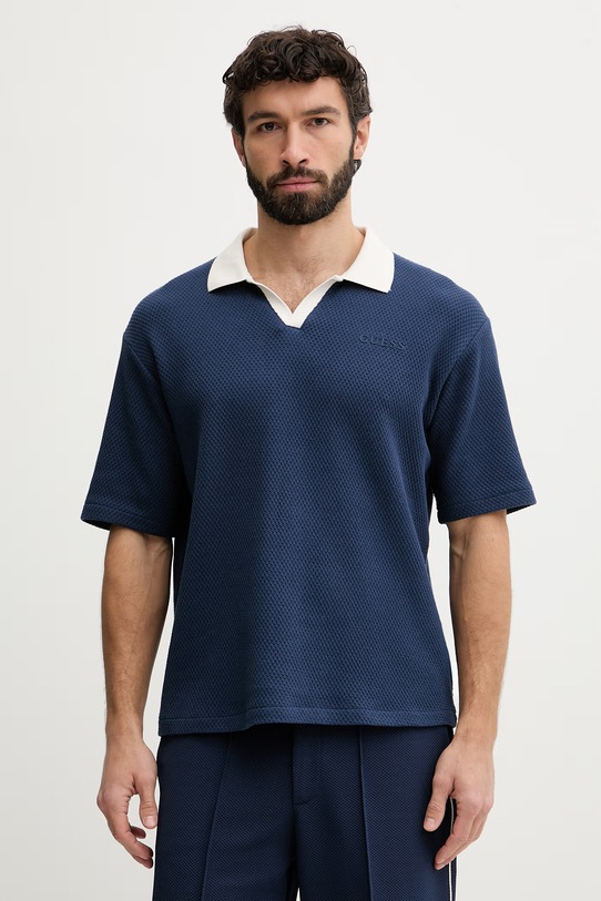 Guess polo męskie bawełniane JHONNY granatowy Z6GP05.K3208