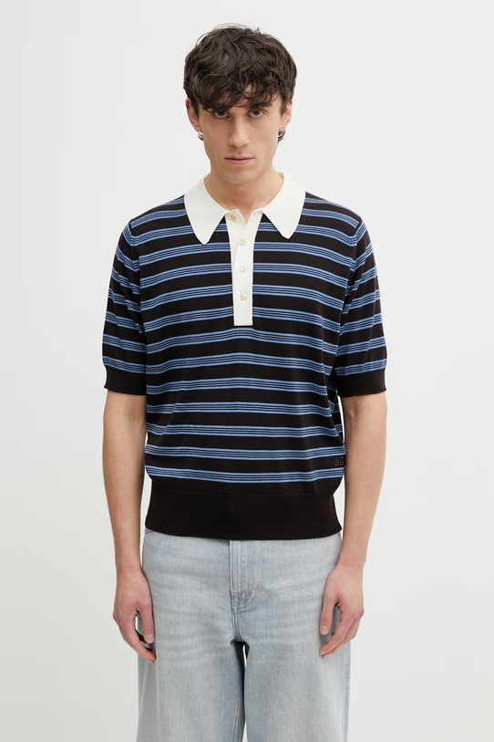 Wales Bonner Breeze polo wełniane męskie brązowy US26KNS4879.WO04.581